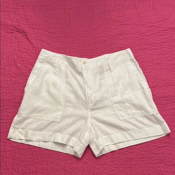Ralph Lauren White 100% Linen Shorts, US12 - Picture 2 of 6